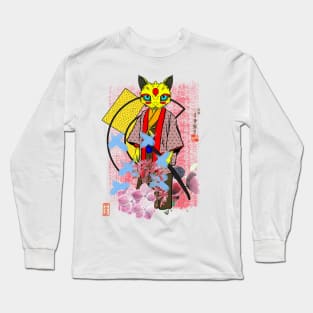 cat samurai warriors  pop art Long Sleeve T-Shirt